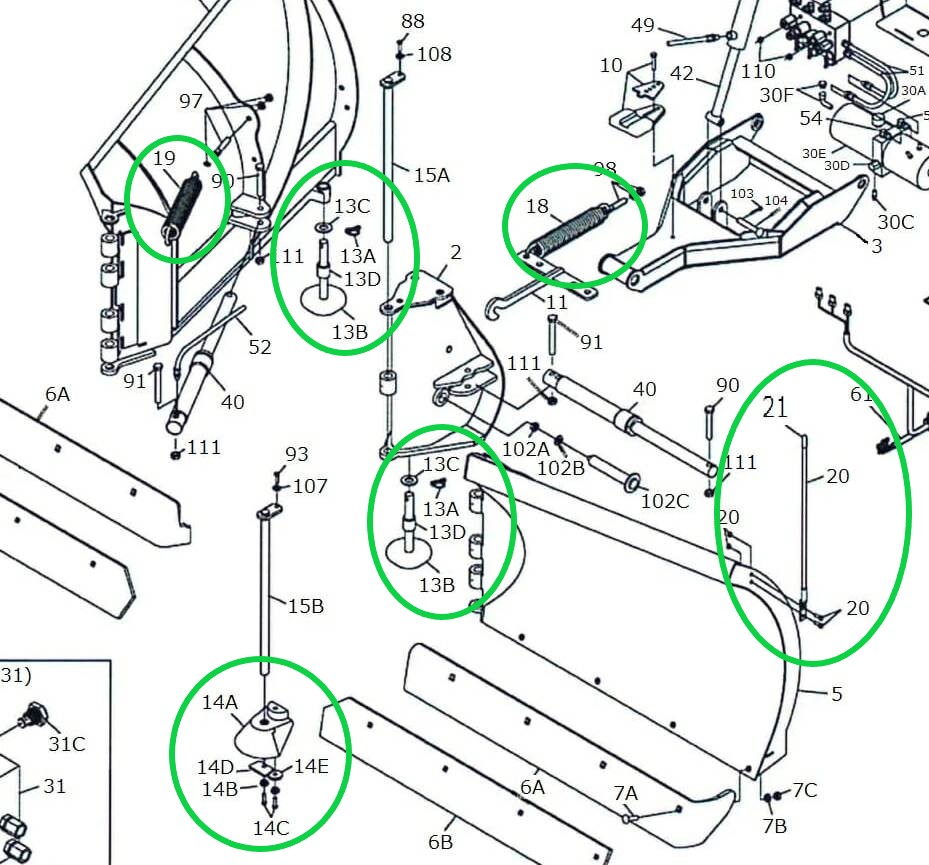 Bossスノープラウ部品イラスト V型 部品名一覧 Bossスノープラウ正規代理店 車検 タイヤ オイル 兵庫県豊岡市